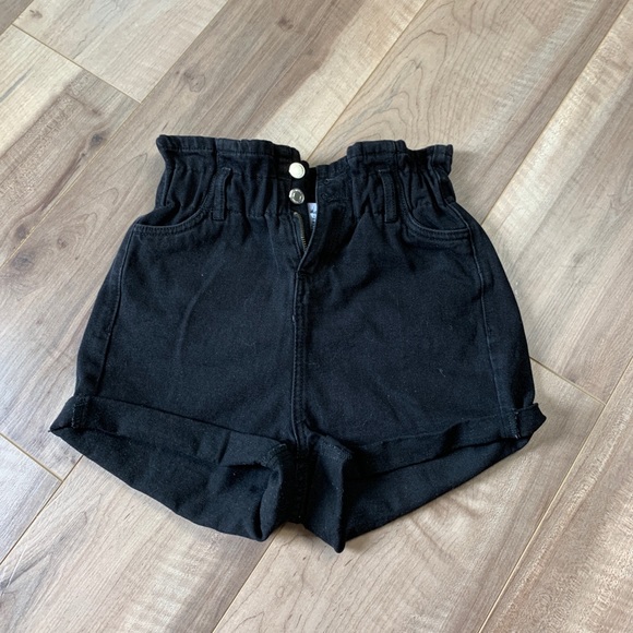 Girls 2-tier Paper bag waist Denim Shorts - Picture 1 of 3